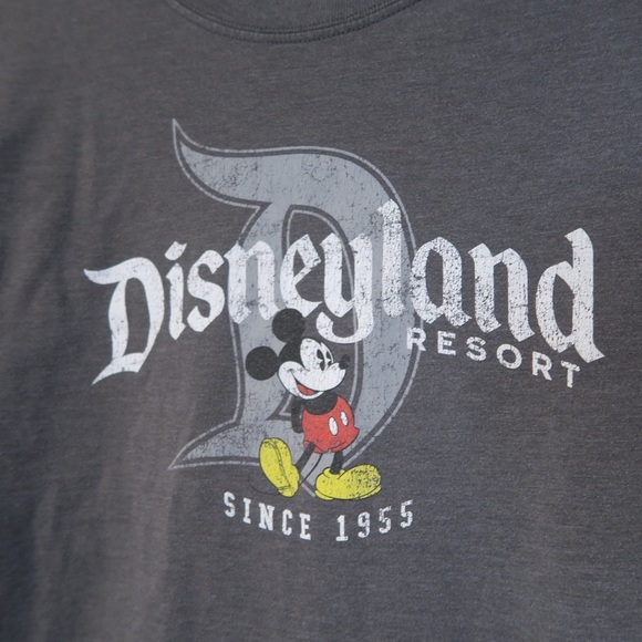 Disney Parks Disneyland Mickey‎ Mouse Graphic Tee Distressed Retro Grey Crewneck - Picture 4 of 8